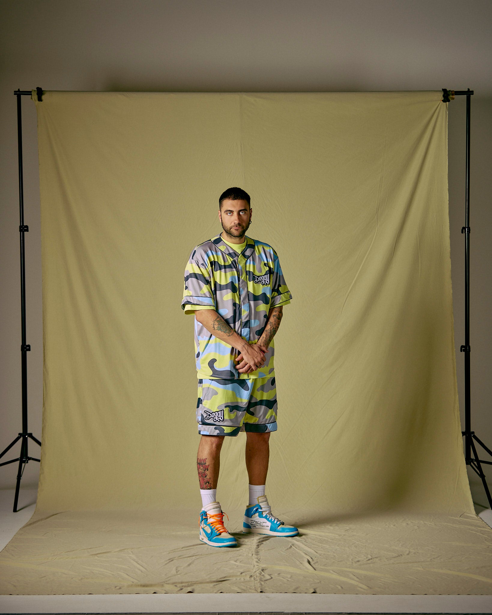 Baseball Shirt Camou Lime