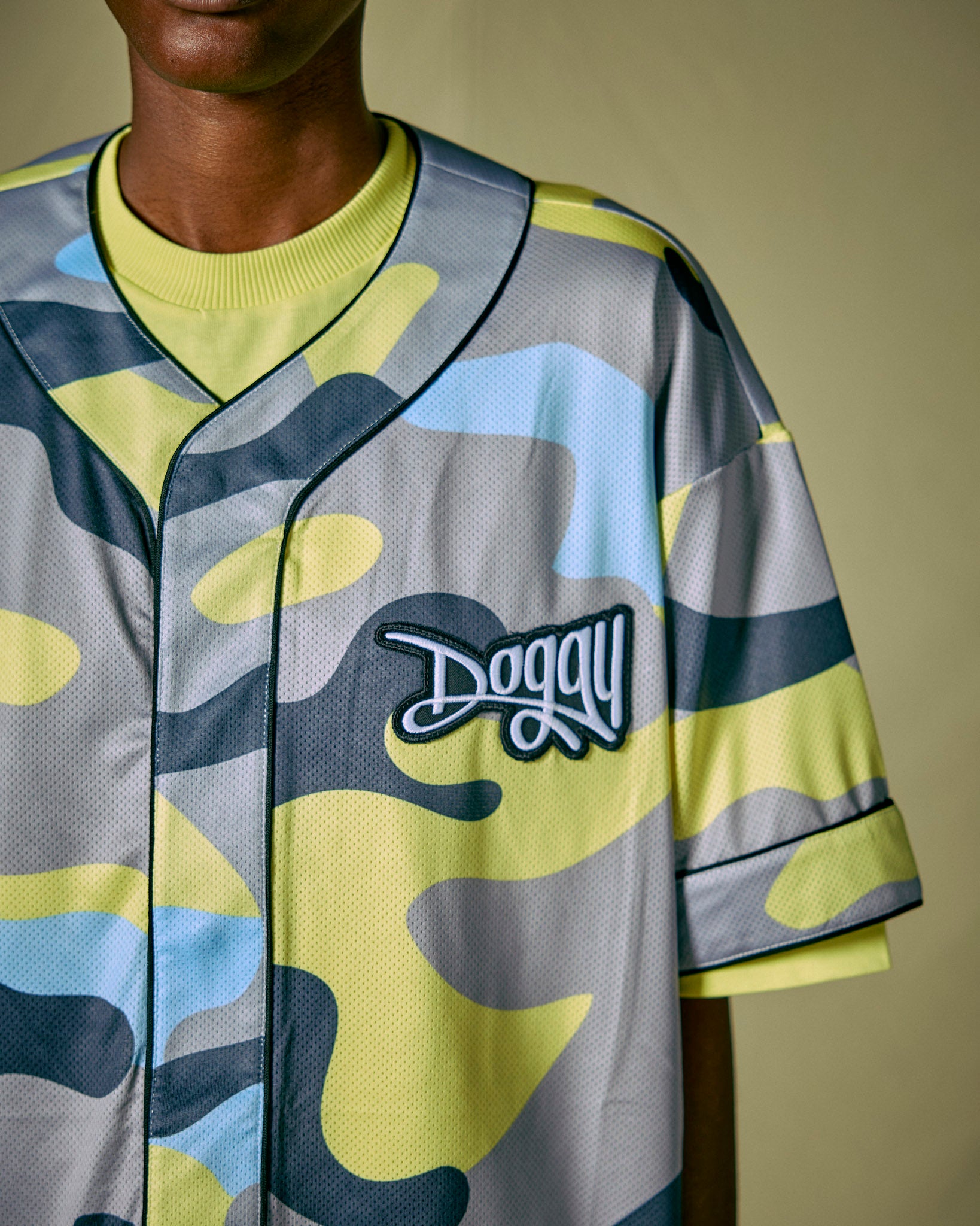Baseball Shirt Camou Lime