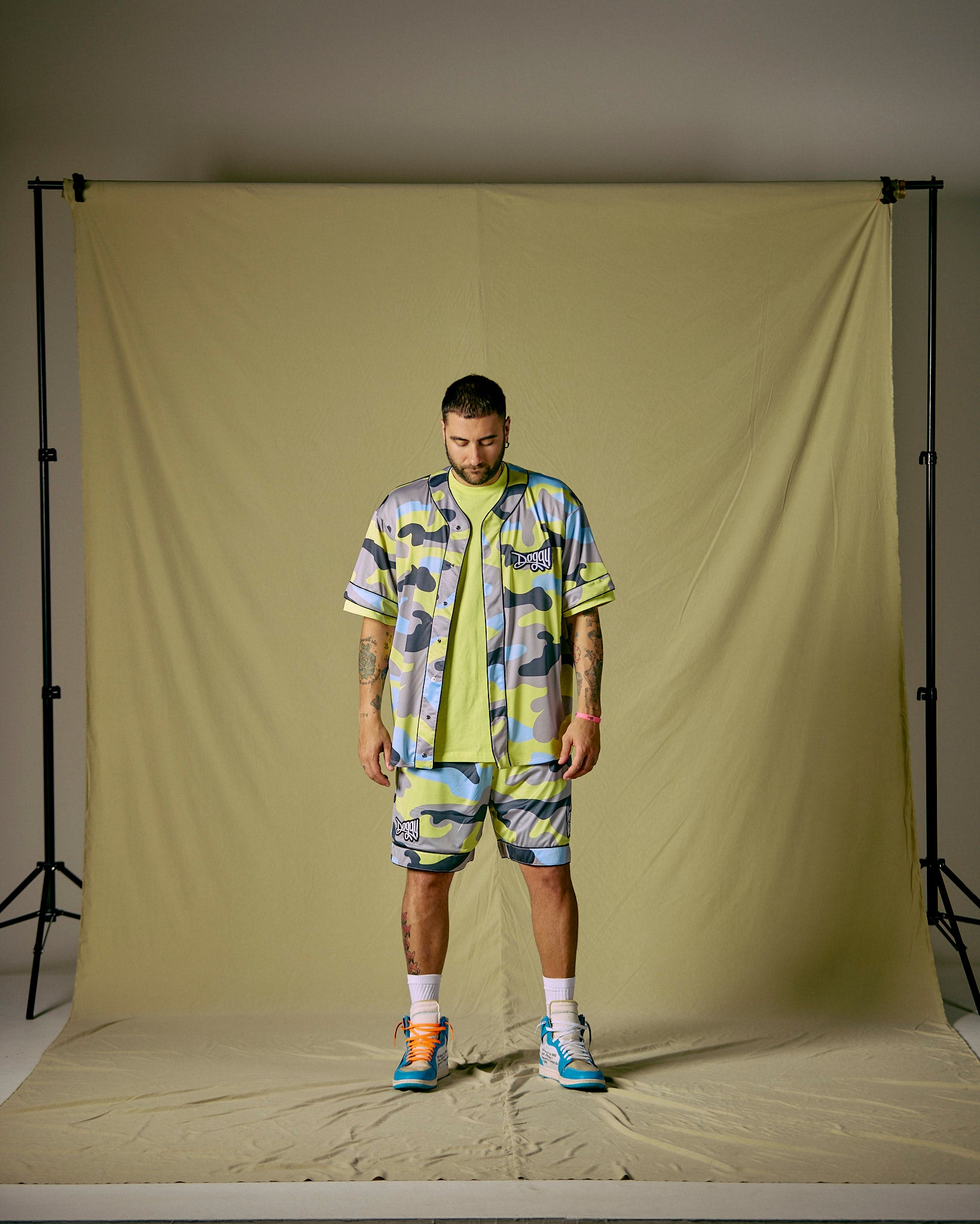 Baseball Shirt Camou Lime