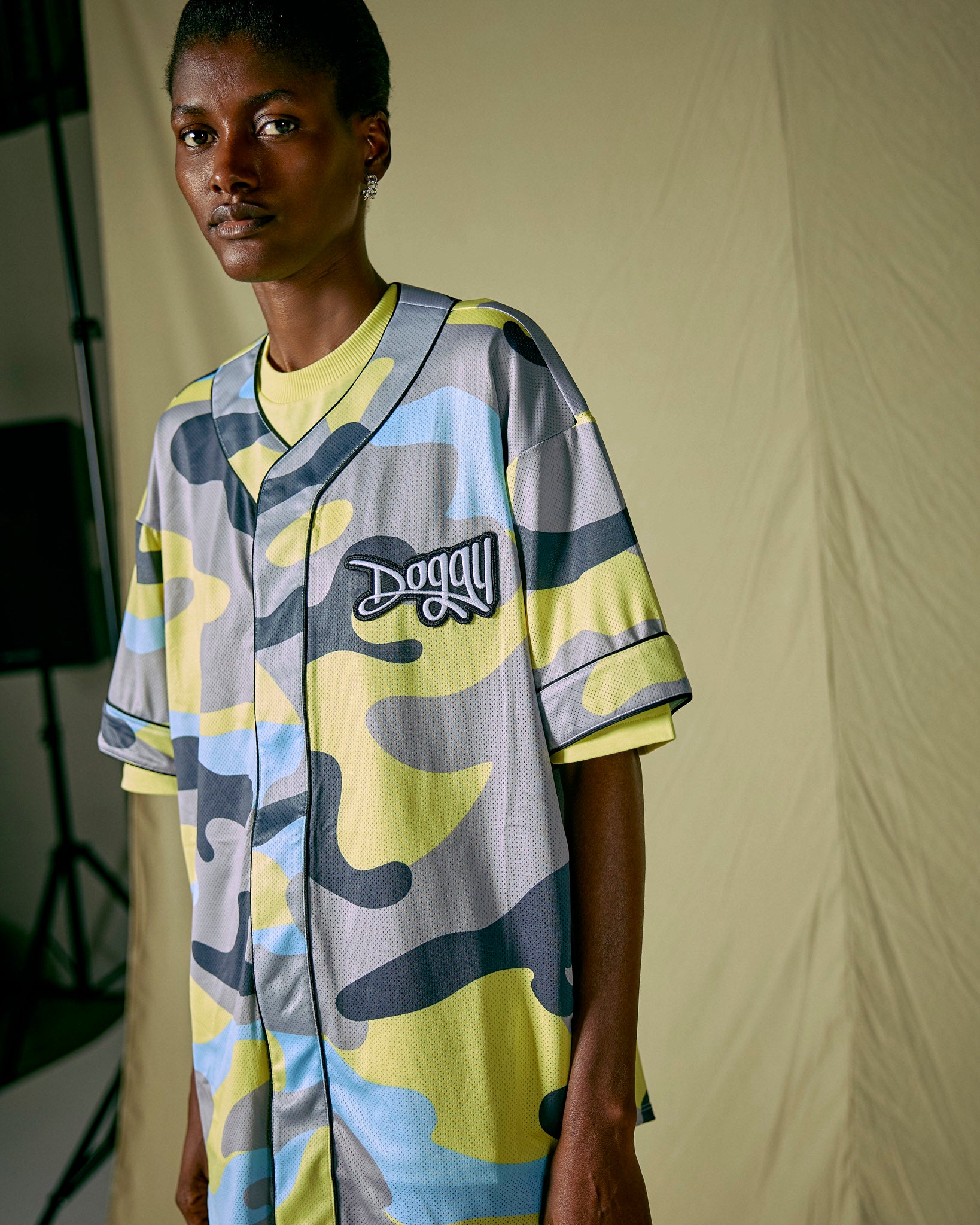Baseball Shirt Camou Lime