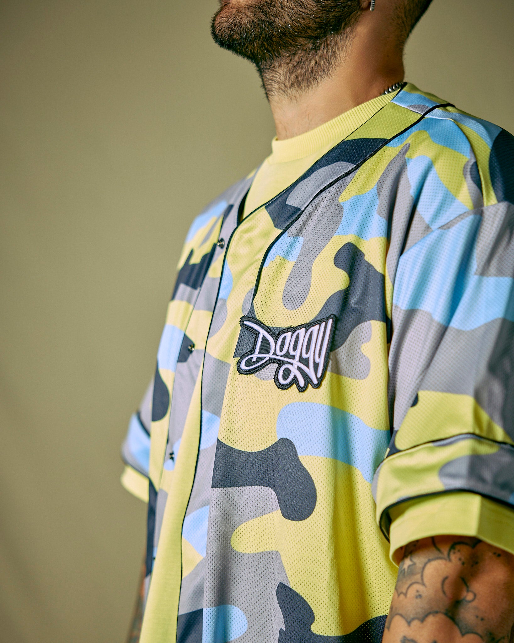 Baseball Shirt Camou Lime