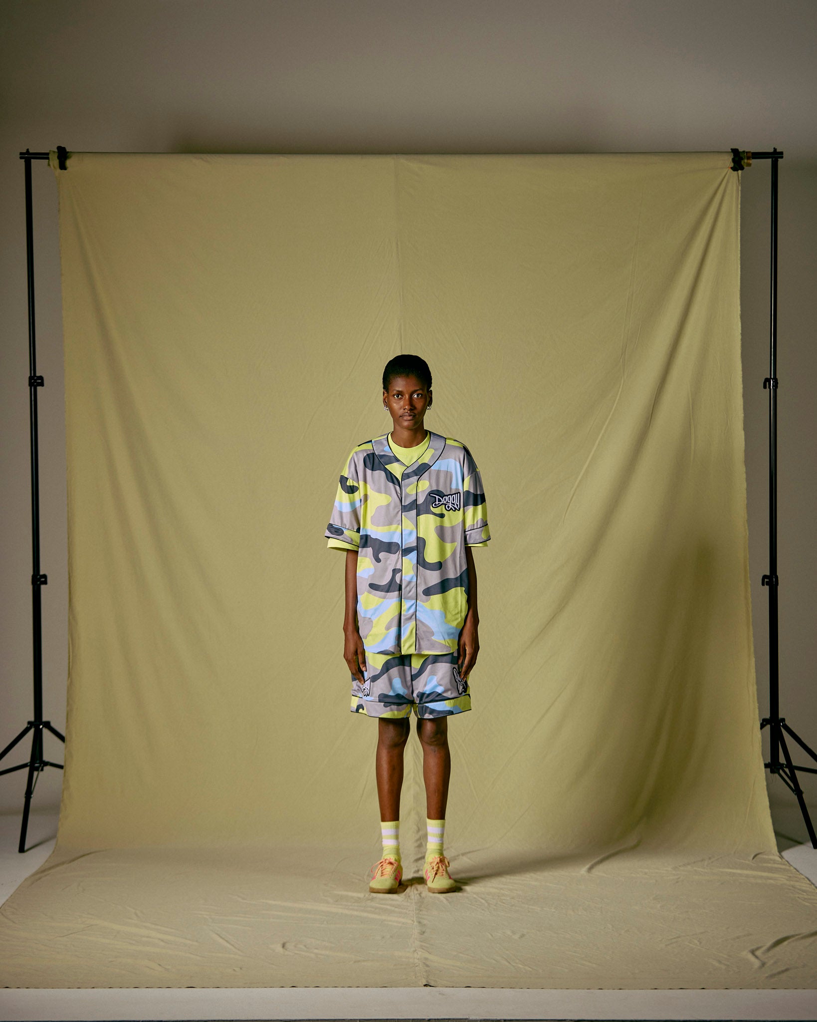 Baseball Shirt Camou Lime