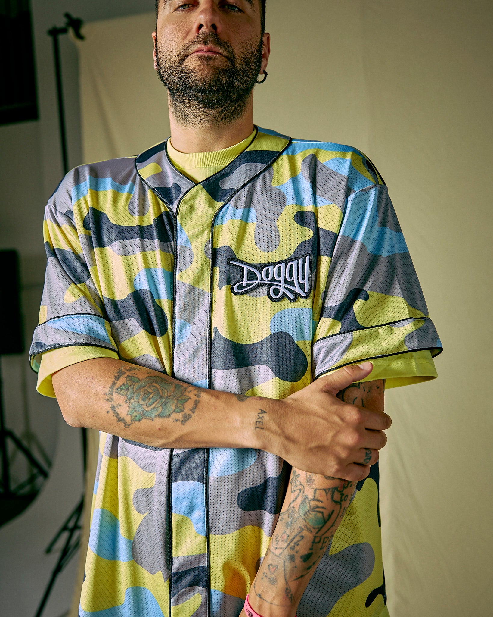 Baseball Shirt Camou Lime